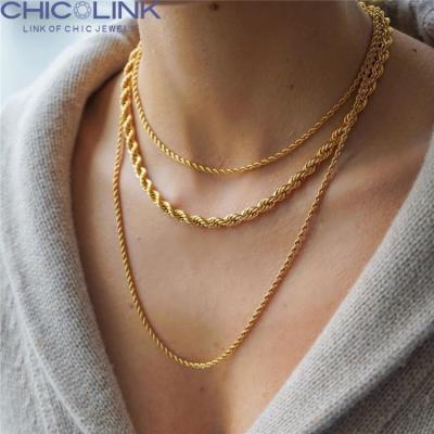 China Wholesale Custom 14k 18k Stainless Steel Gold Rope Chain Gold Plated Thin Necklace Twisted Chain From Europe And America Maronew 2mm 3mm 4mm 5mm for sale