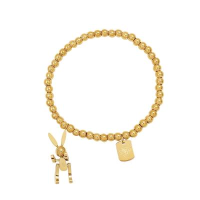 China Color Not Fade CHICOLINK 18K Gold Plated Bead Bracelet For Women Stainless Steel Charm Jewelry Fashion Stretch Luxury Bracelets Wholesale for sale