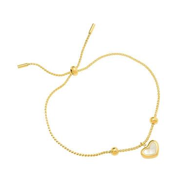 China Color Not Fade High Quality CHICOLINK New 18K Gold Plated Heart Charm Bracelet Gold Fashion Stainless Steel Adjustable Jewelry Set Women for sale