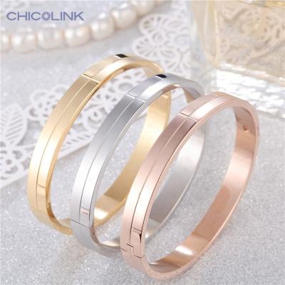 China Color Not Fade Stainless Steel Jewelry Mens Womens Bracelets Dubai Silver Rose Gold 24k Gold Plated Bangle for sale