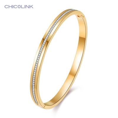 China Color Not Fade CHICOLINK IP 18K Yellow Gold Plated High Polished Rose Gold Jewelry Stainless Steel Women Bracelet Bangle for sale