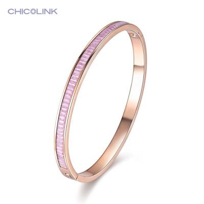 China Color Not Fade Newest Crystal Rhinestones Zircon Gold Bangle Bracelet Women Stainless Steel Jewelry From CHICOLINK Manufacturer for sale