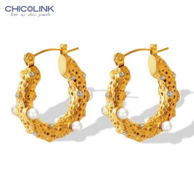 China Color Not Fade Trendy Design CHICOLINK Stainless Steel Circle Earrings 18K Geometric Gold Rose Gold Earrings Women Jewelry for sale