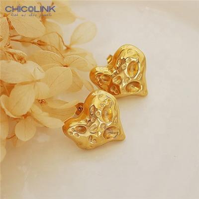 China Color Not Fade CHICOLINK Ladies Fashion Earrings For Women Heart Stainless Steel Jewelry Stud Earrings 18K Gold Silver Luxury Accessory for sale