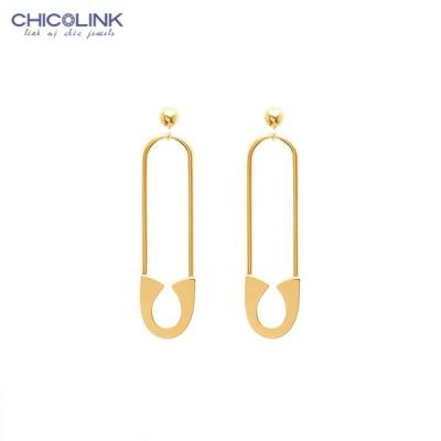 China Color Not Fade Cheap Geometric Korean Girls Earrings Fashion Pin Stylish Drop Earrings Stainless Steel Women Jewelry Ladies CHICOLINK for sale