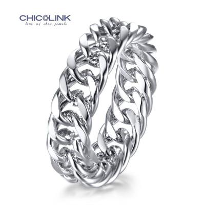 China CHICOLINK CLASSIC Waterproof Non Tarnish Gold Jewelry 18K Gold Plated Hollow Chain Twist Ring Cuban Link Ring Titanium Steel Metal for sale