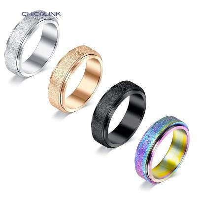 China CHICOLINK CLASSIC Trending Black Frosted Worry Gold Customized Spinner Ring Statement Stainless Steel Jewelry Men Women for sale