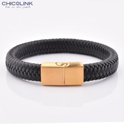 China CHICOLINK Wholesale Romantic Luxury Men's Genuine Leather Clasp Bracelet Men Jewelry Magnetic Bracelet for sale