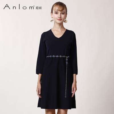 China Spring Anti-Static Silk Canvas Pullover Jumper Short Sleeve Black Elegant Pure Silk Sweater Dresses For Women for sale