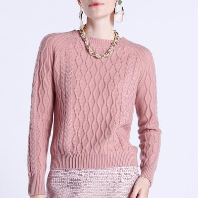 China Women's Breathable Cashmere Clothes Knit O Neck Female Elastic Pink Casual 100% Cashmere Sweater for sale