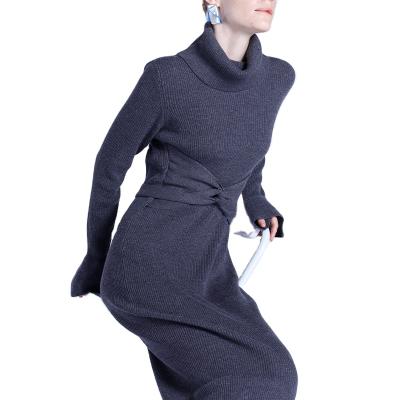 China Wholesale Turtleneck Anti-static Oversized Silk Hoodie Fashion Woolen Long Sleeve Sweater Dress Winter Women for sale