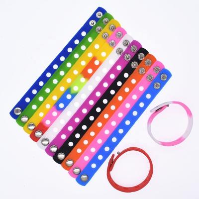 China Other Multi Color Silicone Wristband Wristbands With Holes For Croc Shoe Buckles PVC Shoe Accessories Shoe Charms Gifts for sale