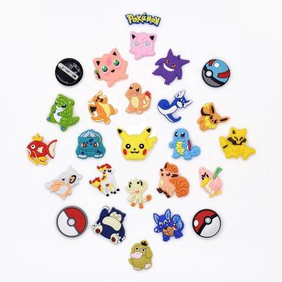 China Lovely Japan Cartoon Brooch Push Go Monday Pikachu Badge Pvc Pin Kawaii Cosplay Ball Brooch for sale