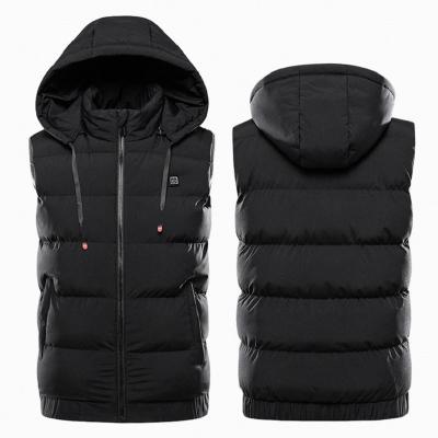 China Anti-wrinkle Outdoor High Quality Hooded Heated Vest Outdoor Thicken Heating Vest Heated Body Warmer Men's Thermal Vest for sale