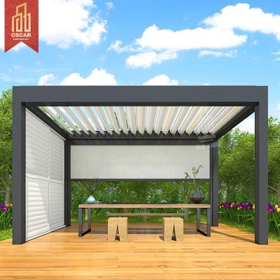 China Modern Windproof Automatic Shutter Motor Roller Sunshade Zipper Outdoor Balcony Curtain Mesh Blinds for sale