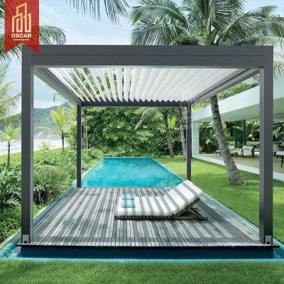 China Easily Assembled 2022 New Aluminum Cover Arches Arbors Pergolas With Linear Strip LED Lights for sale