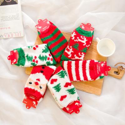 China Christmas Fuzzy Fluffy Socks For Women Floor Crew Santa Xmas Socks Indoor Home Antibacterial Winter Antibacterial Custom Made for sale