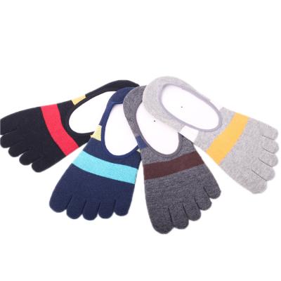 China Custom Wholesale Antibacterial Antibacterial Striped No Finger Toe Socks For Men Socks Five Show Socks for sale