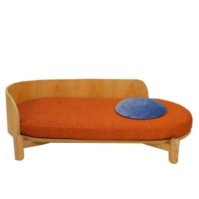 China Fashion Pet Bed Sofa With Solid Wood Legs Wooden Stocked Cat Orange Sofa for sale