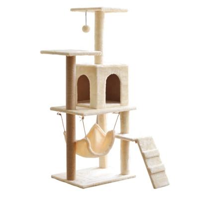 China Hot Selling Cats Wooden Cat Furniture Scratch Post House Natural Tower Cat Tree for sale