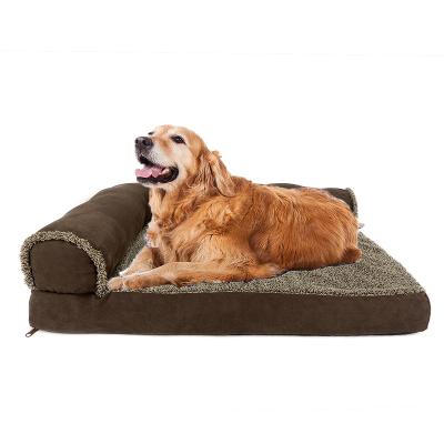 China Colorful Mechanical Washing Yangyangpet Dog Sofa Bolster Orthopedic Memory Foam Dog Bed With Removable Cover for sale