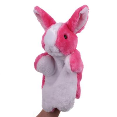 China Christmas Reindeer Toys Hand Bunny Puppet Cute Cartoon Soft Stuffed Plush C1225 Animal Puppet Toys Rabbit Plush Hand Puppet for sale