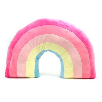 China B277 Massage Rainbow Plush Neck Pillow Travel Airplane Neck Pillow Cushion Children Bedside Rainbow Pillow for sale