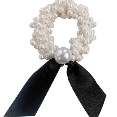 China Wholesale Direct Selling Vogue Mania Fashion Trend Fashion Factory Pearl Hair Ties Rubber High Stretch Elastic Hair Ties for sale