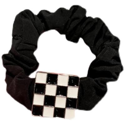 China South Korea Dongdaemun fashion new early black and white checkerboard square circle hair classic autumn color love head rope advanced for sale