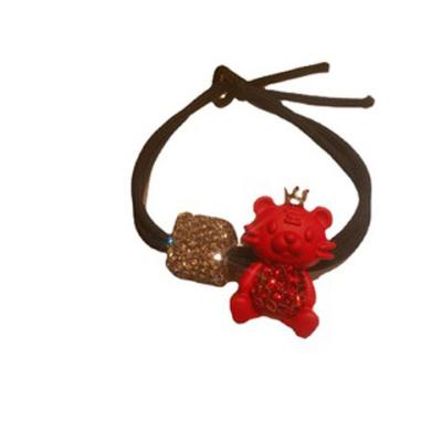 China Fashion Chinese style beautiful sparking tiger small main rope with a simple new year leather red elastic band of ring ethnic metal hair wind set for sale