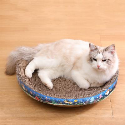 China Stocked Pet Supplies Cat Toy Scratching Board Paper Design Round Bowl Shape Cat Scratcher for sale