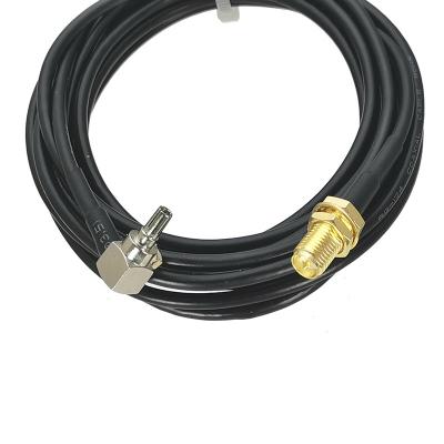 China RG174 RP-SMA Female Router/Booster Plug Bulkhead To Male CRC9 Coaxial Plug RF Right Angle Connector Jumper Pigtail Cable for sale