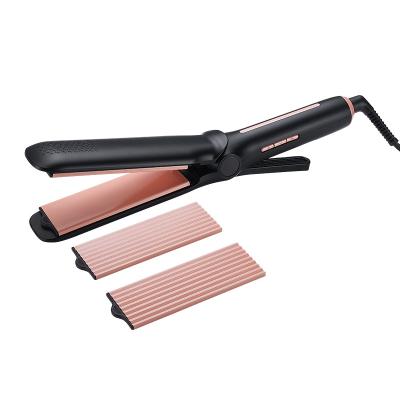 China Straigh Hair + Curl 2023 Premium Hair Dish LCD Display Interchangeable Hair Iron Straightener Machine for sale