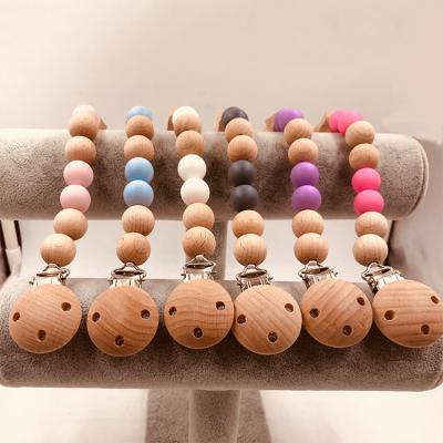 China BPA NCYLIFE Diy Baby Pacifier Clip Chain Holder Silicone Free Organic Engraved Beads for sale