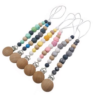 China BPA Free NCYLIFE Personalized Teether Pacifier Clip Chain Hot Wood High Quality Material for sale