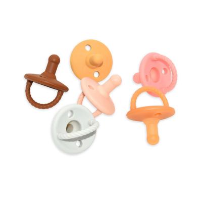 China BPA NCYLIFE BPA Free Custom Baby Toy Flower Silicone Nipple Pacifier Set with Logo Pink Gray for sale