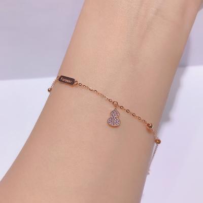 China Real Gold Fashion Hot Sale Vintage Simple Gourd Bracelet For Women With Letters for sale