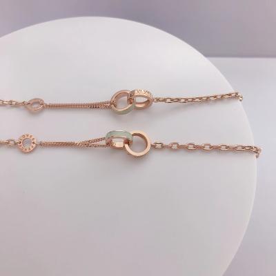 China Korean Vintage Personality Double Geometric Circle Ring Chain Bracelet For Women for sale