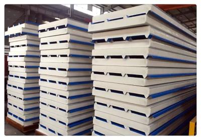 China Fireproof Color Coated Steel PU Sandwich Panel / Insulation Wall Panels for sale