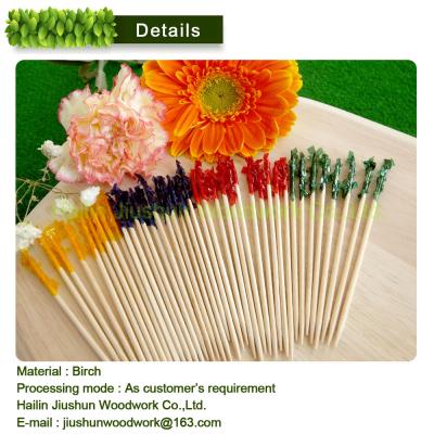 China Disposable Party Fruit Pick /Cocktail Decorative Cute Wooden Short Skewer for sale