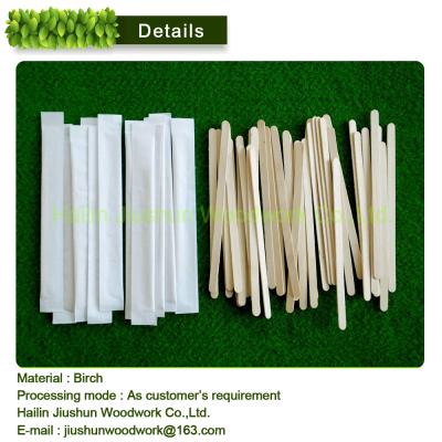 China Individually Paper Wrapped Sustainable Wooden Coffee /Cocktail Stirrer for sale