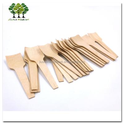 China Direct Selling Customized Disposable Mini Dessert Wooden Fork Spoon /Wooden Disposable Flatware/Dishware for sale