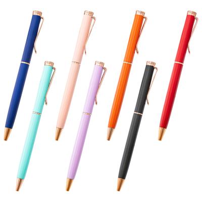 China office & School Pen Hot Selling Wholesale Metal Promotional Twist Color Macaron Slim Ballpoint Pen With Custom Logo for sale