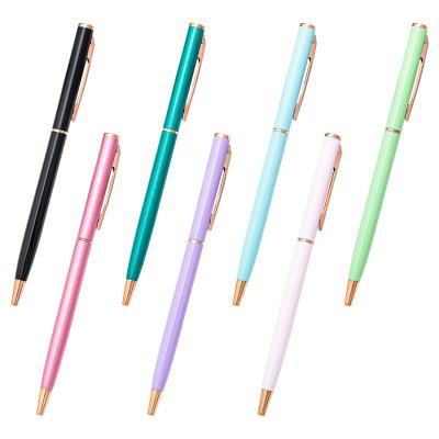 China office & School Pen Hot Selling Wholesale Promotional Metal Rose Twist Gold Slim Ballpoint Pen With Custom Logo for sale