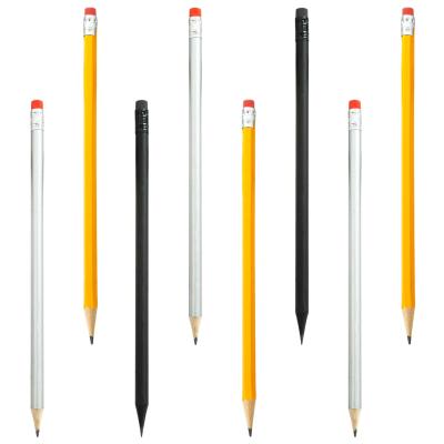 China Custom office school pencil promotion logo printed black wooden pencil HB multicolor pencil with eraser for sale