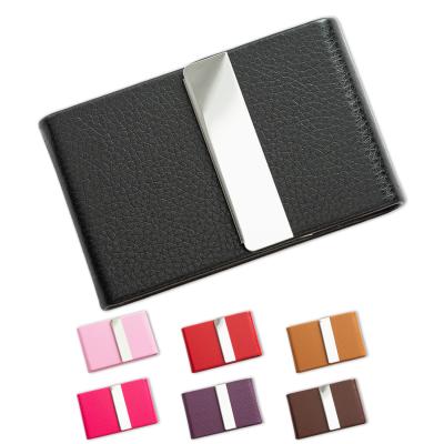 China Fashion Customized Embossed Engraving Logo Card Holder Pu Leather Gift Voucher Business Name Card Holder for sale