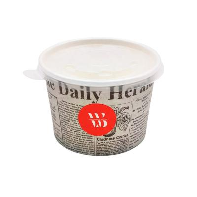 China Custom Printed Disposable Paper Container Multi Capacity Disposable Soup Bowl With Lid for sale