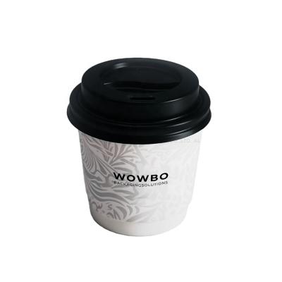 China Recycled Materials 4oz Customized Printed Hot Coffee Mugs With Black Lid for sale