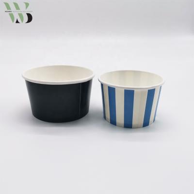 China LOGO Printed Single Wall Cheap Custom Disposable Disposable Ice Cream Yogurt Paper Cups With Dome Lid Flat Cups for sale