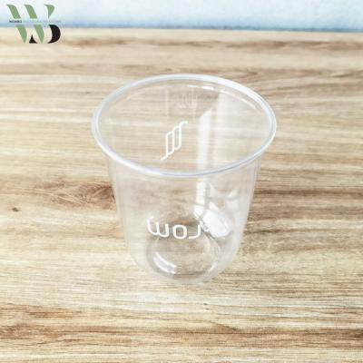 China U shape custom printed disposable clear bubble tea fruit milk boba plastic U shape cup for sale